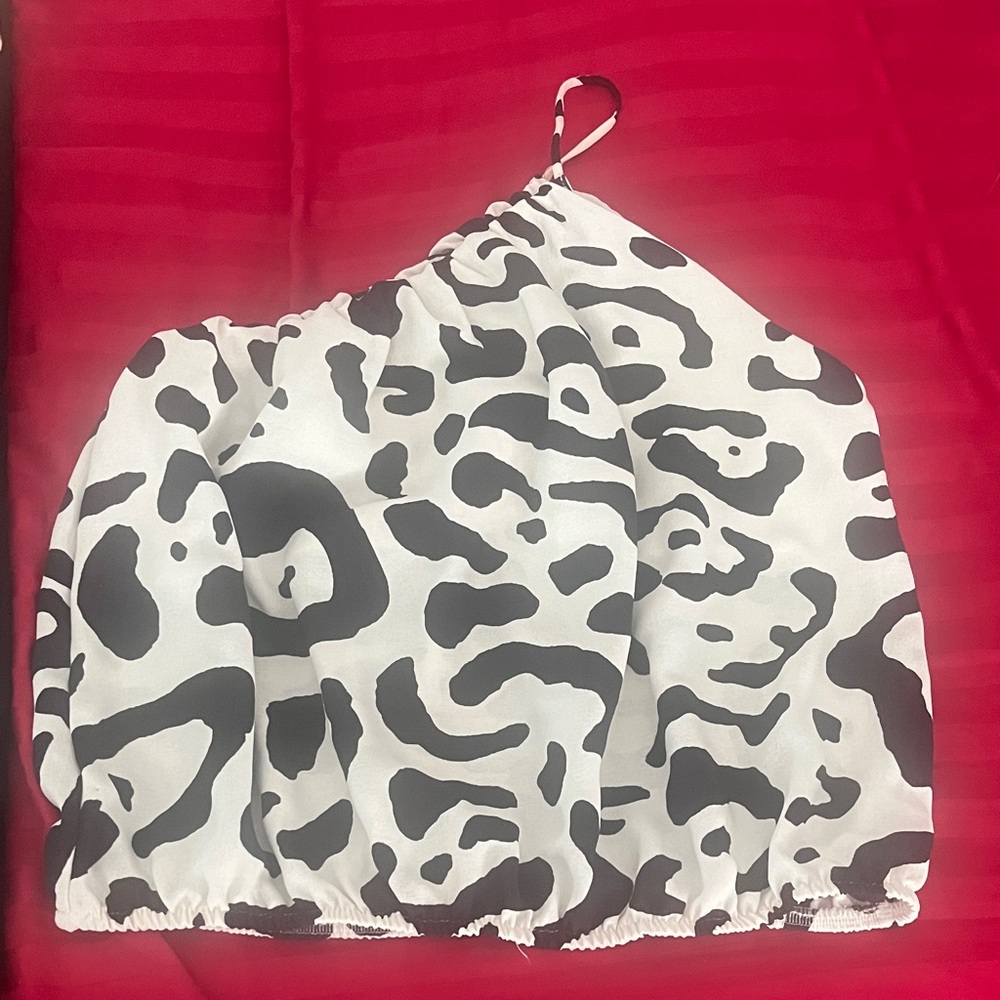 Zara Black and White Animal Print Top